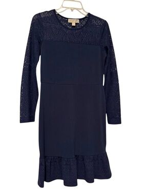 Michael Kors Navy Blue Flare Lace Cocktail Dress - Wedding Guest Formal - Small